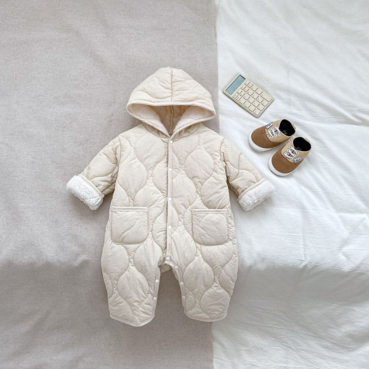 Baby Kids Boys Simple Plain Single Breasted Thick Coat & Romper - babies - mall.shop