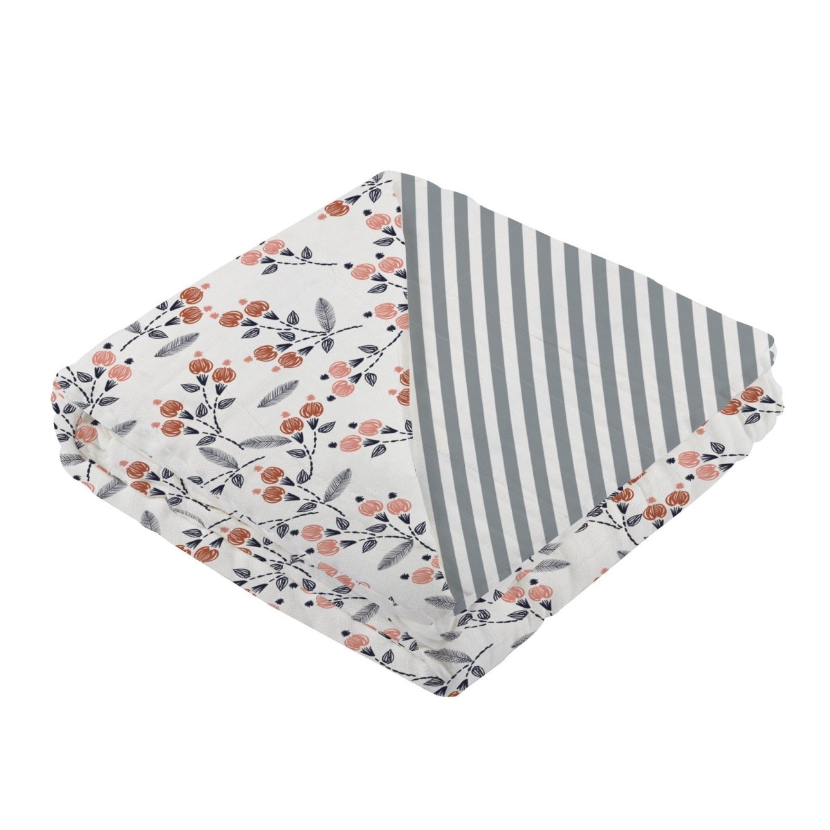 Dahlia Floral and Finley Stripe Bamboo Muslin Blanket - babies - mall.shop